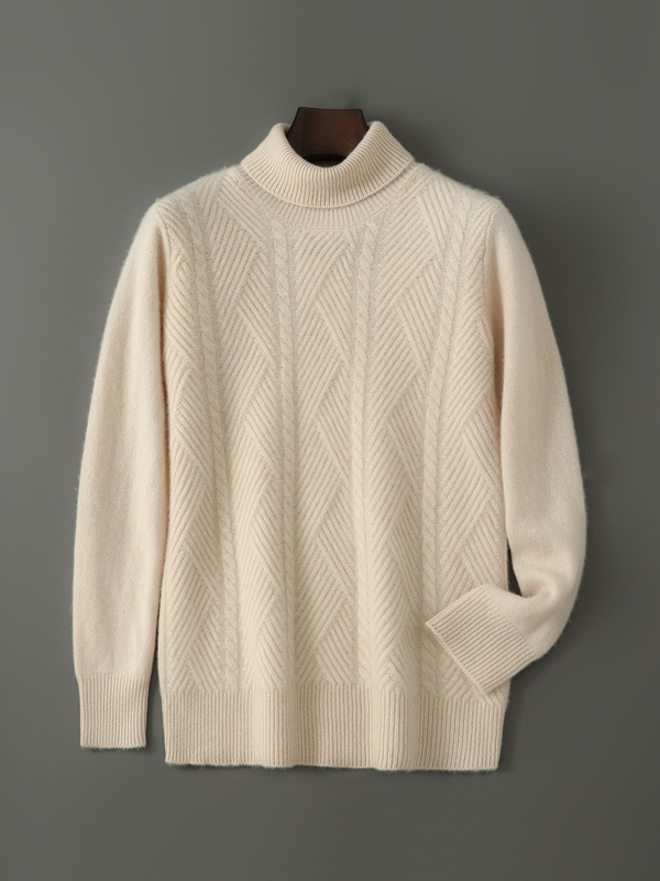 100% Australian Merino Wool Sweater Men's High Lapel Jacquard Thickened Sweater Hebei Qinghe Factory Wholesale 100% Australian Merino Wool Sweater Men's High Lapel Jacquard Thickened Sweater Hebei Qinghe Factory Wholesale
