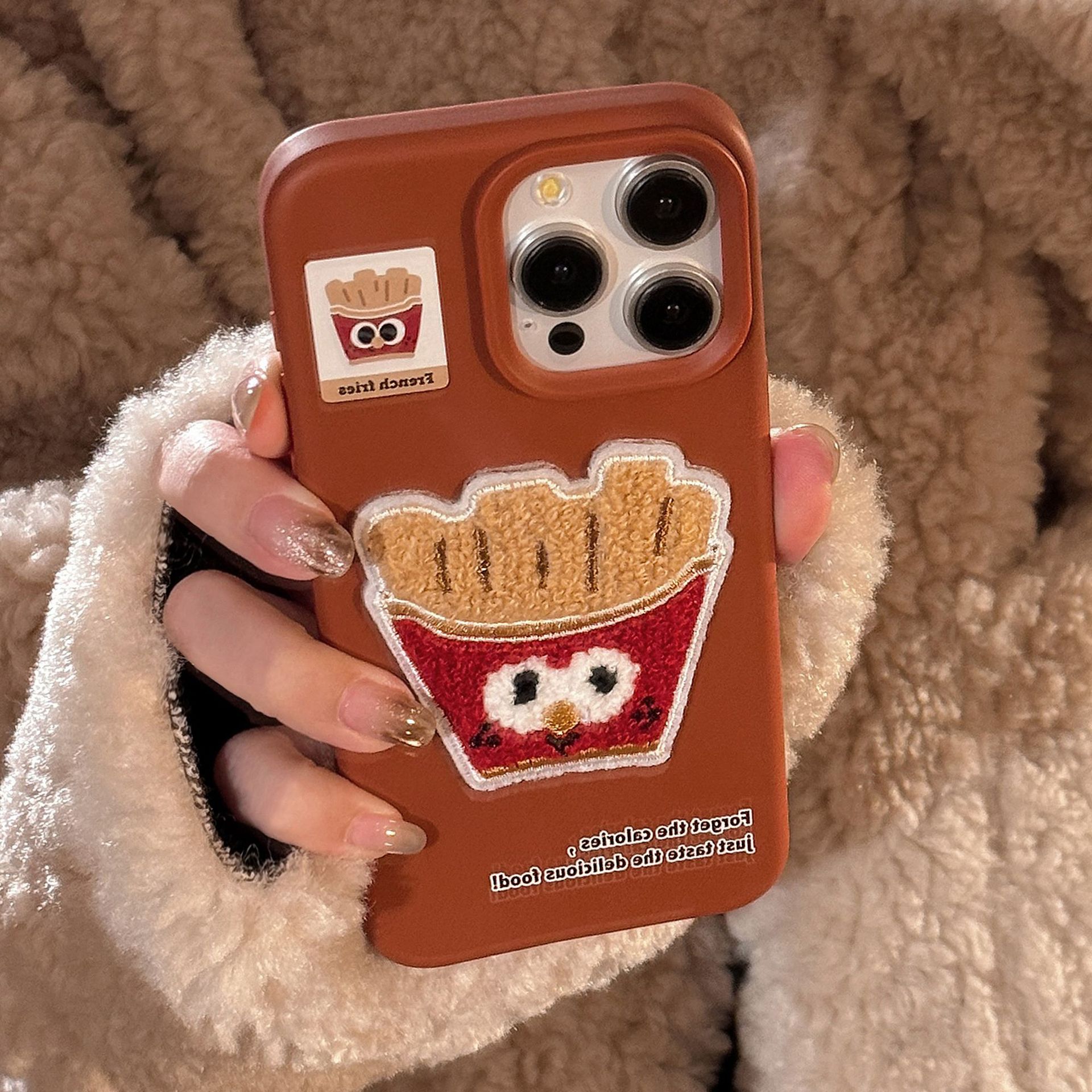 55g Weight iPhone Applicable Brands Phone Cases Classification tpu Material Donuts, French Fries, Cake Pattern Cute Style Embroidery Craft Tpu Donuts French Fries Cake Embroidery Cute Phone Cases Phone Accessories 9