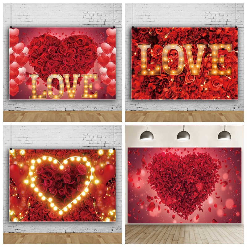 Romantic Valentine's Day Rose Flower Wall Foreign Trade New Model Photo Material Photography Background Cloth Studio Props Wholesale