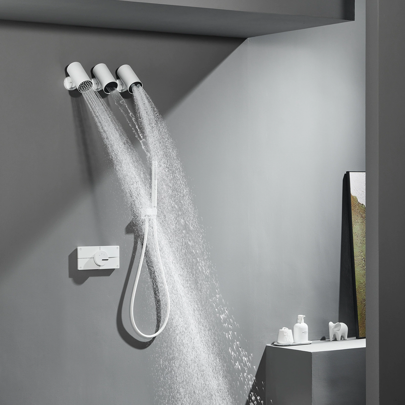 HIDEEP Бытовая ванная комната в стену темный наряд душевой душ