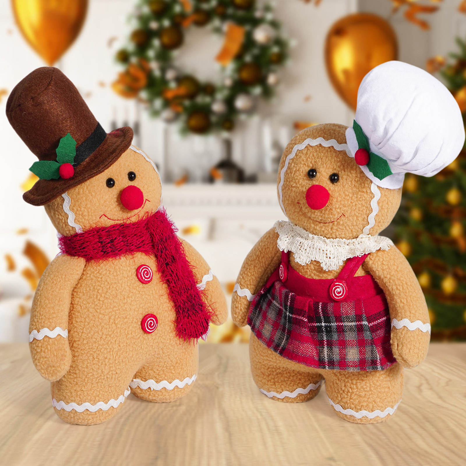 Navidad transfronteriza Gingerbread Doll Party Decoration adornos festivos lindos dibujos animados chef Gingerbread Doll