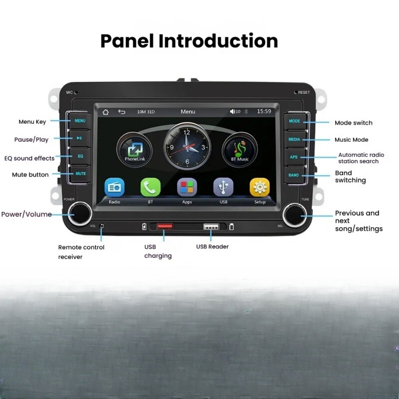 Cross-Border 7inch Compatible with Volkswagen Mp5 Smart Bluetooth Radio Car Player Wireless Carplay