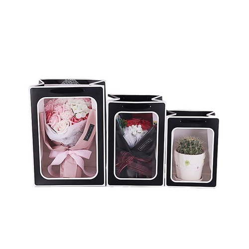 Transparent Window-handled Bag, Ins Window Gift Bag, Creative Gift Packaging, Handheld Gift Bag, White Cardboard Bag