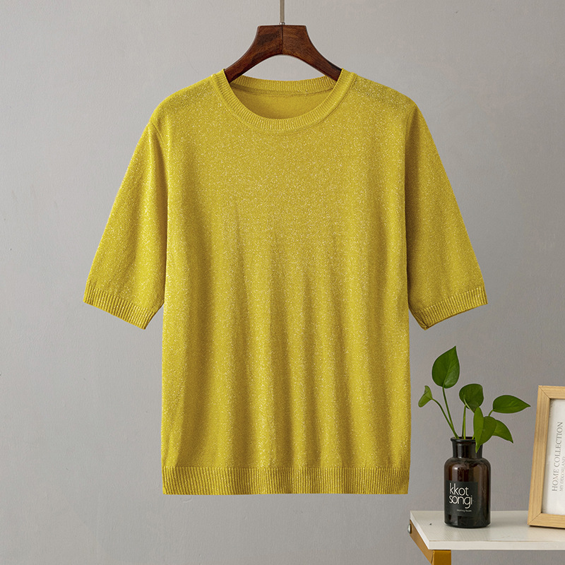 146g Weight Half Sleeve Sleeve Length Regular Sleeve Sleeve Type stretch cotton Fabric Type Regular Top Length T-shirt Tops Type Daily Occasion Round Neck Neckline Bright Silk Function Slim Fit Type Solid Color Pattern Summer Season Women's Gender Casual, Basic, Commute style Style Wholesale Women's Casual Basic Commute Style Solid Color Half Sleeve T-Shirts 9