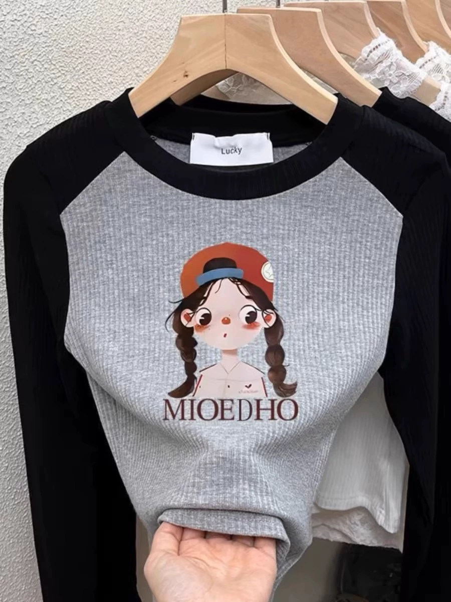 Хлопковая футболка, осенняя с длинным рукавом, приятная для тела детская весенняя форма, западный стиль, для подростков