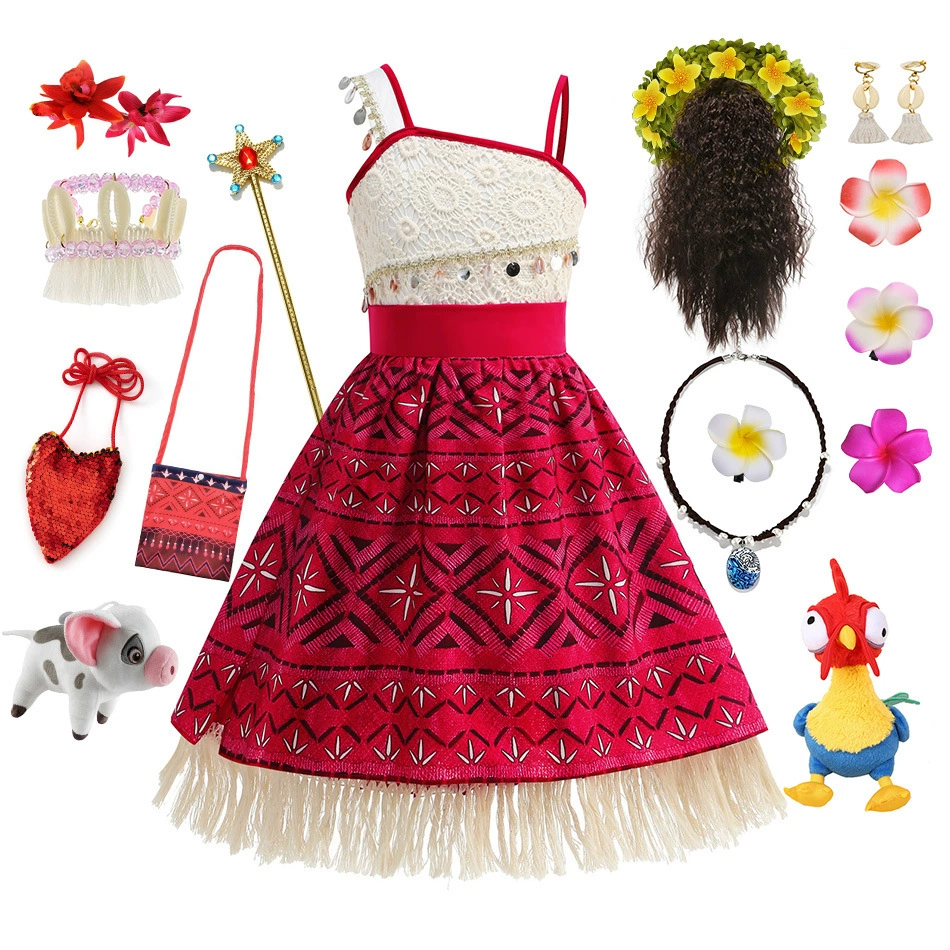 2024 Европейское и американское платье принцессы Моаны из фильма "Моана 2" для косплея, платье для выступлений девочек