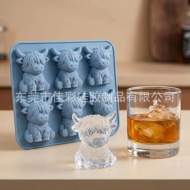 Silicone Ice Cube Mold Cross-Border Best-Selling Silicone Ice Cube Mold Mini Highland Cow Ice Mold