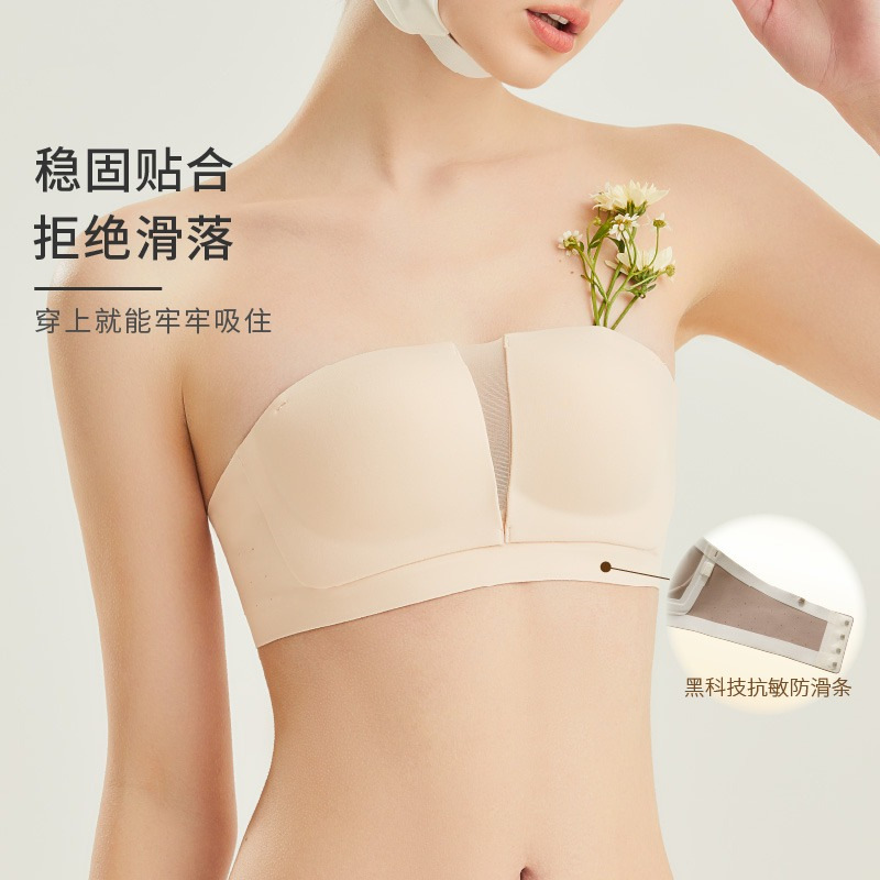 Strapless underwear for women, anti-slip, push-up, small breasts, traceless, wire-free tube top, anti-exposed invisible bra, summer thin style