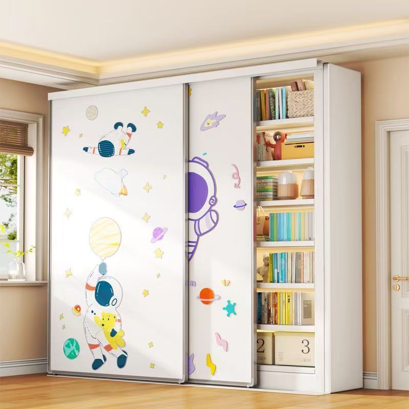 Children's Bookshelf Perforated Board Storage Rack Magnetic Whiteboard Door Steel Bookcase Living Room Floor-Standing Integrated Wall-Mounted