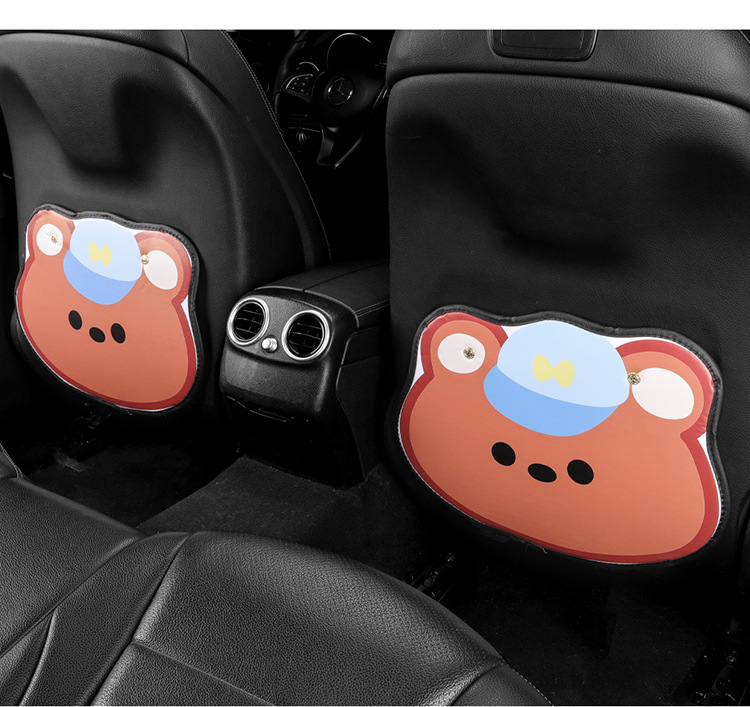 Blue Hat Bear Cartoon Car Anti-kick Pad Universal Rear Seat Back Anti-dirty Protective Pad Car Rear Seat Protective Pad