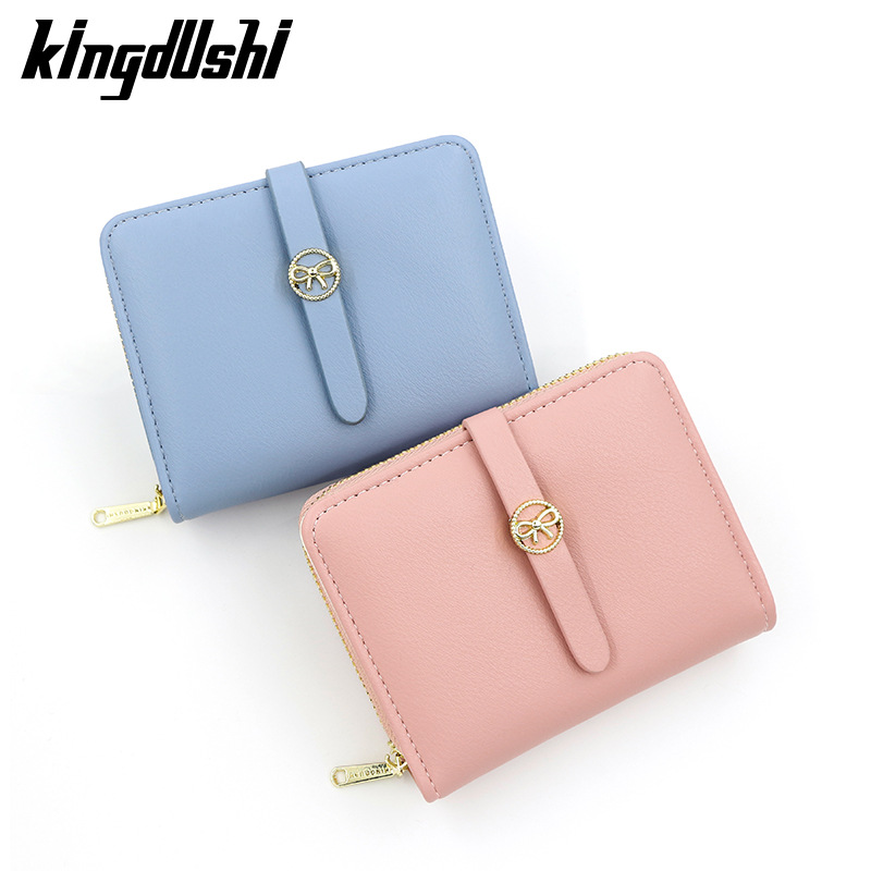 Hebilla de moda de estilo coreano de las mujeres billetera corta de gran capacidad Multi-tarjeta monedero certificado Bolsa De fábrica al por mayor