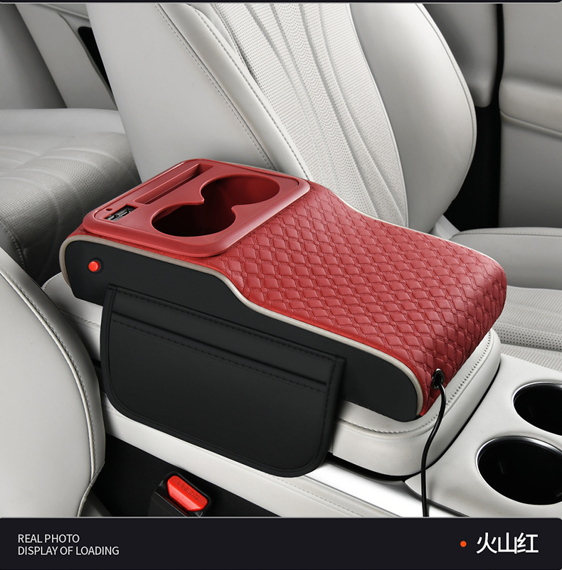 2026 Hot-Selling Car-Mounted Starry Sky Armrest Box Mat with Ambient Light, Height-Increasing Pad, Storage Box with Glow-In-The-Dark Strip, Car Accessories