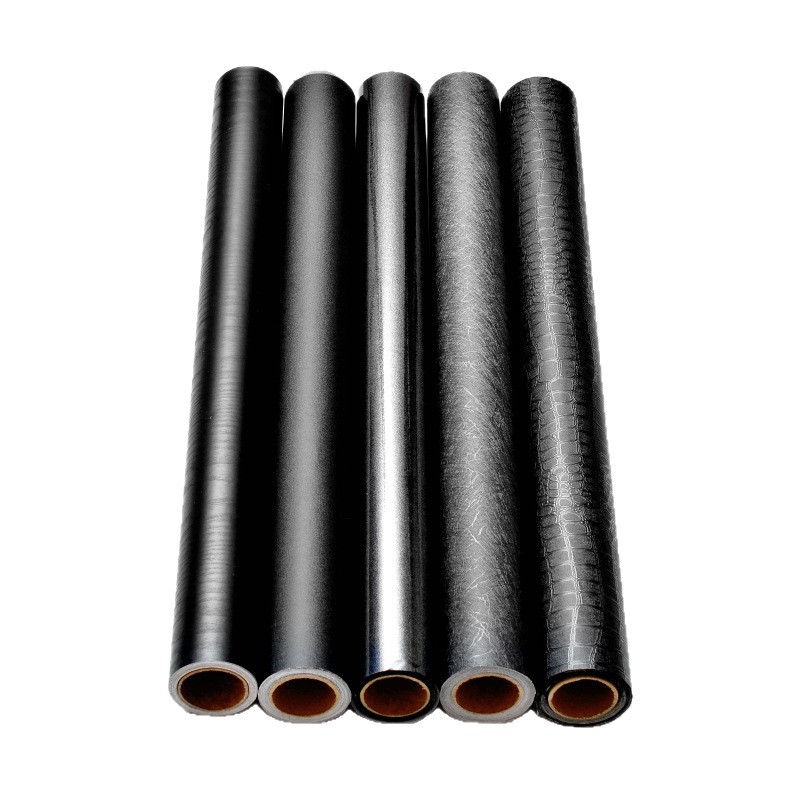 Mayorista transfronterizo autoadhesivo armario viejo muebles impermeable a prueba de humedad renovación papel pintado negro papel pintado