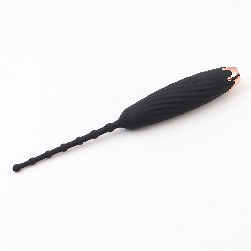 Vibrating Silicone Urethral Sound Stick with Button Control, Black — detail image 7