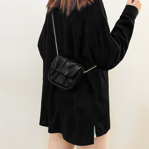 Mini small bag for women summer 2024 trend pleated cloud small square bag fashionable versatile chain crossbody saddle bag