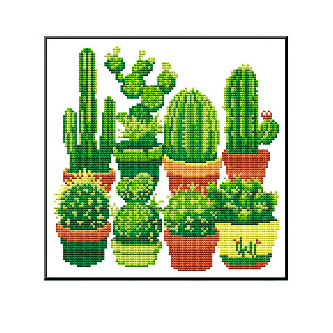 Mona Lisa Royal Crosspointed variedad de cactus plantas modernas minimalistas sala de estar decoración de entrada bordado de hilo a mano image 5