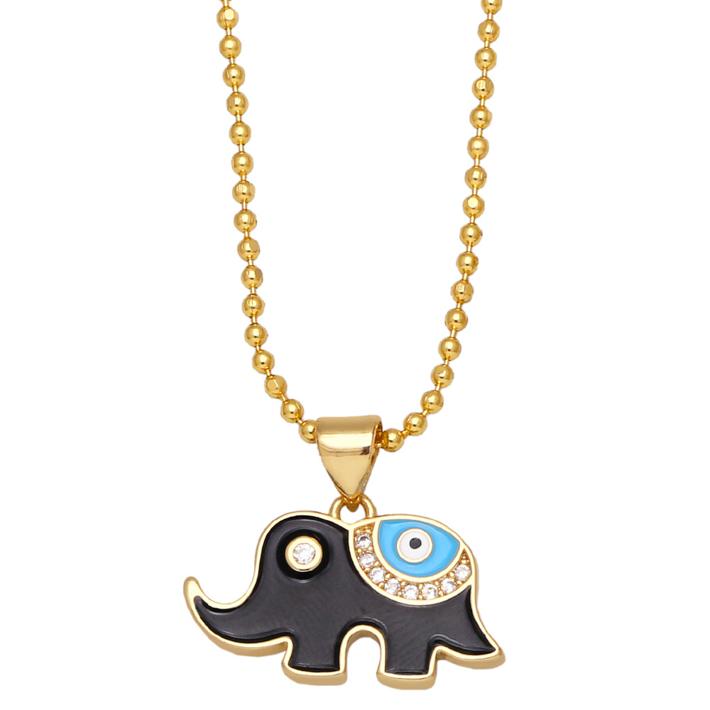 Fashion Eye Elephant Copper Necklace Inlay Zircon Copper Necklaces