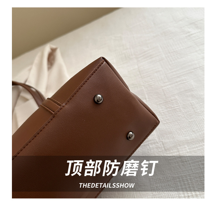 Retro texture commuting solid color simple 2024 autumn new large-capacity single-shoulder bag with a relaxed underarm tote bag undefined