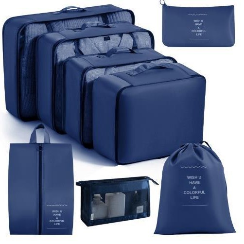 Set de bolsas de viaje de sarga, organizadores de ropa 6–8 piezas para maleta.