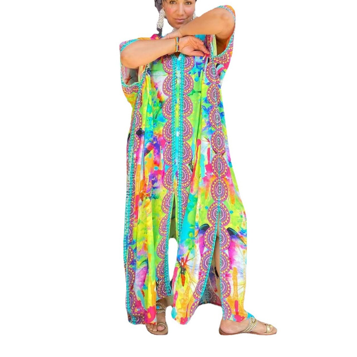 Personalizada ropa de playa de algodón impresa cardigan kimono pequeño lote personalizado bikini ropa de playa pañuelo D233