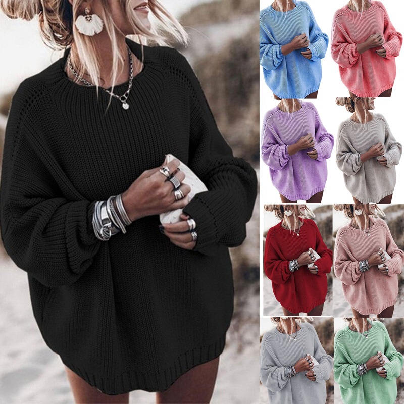 2026 Winter New Products Amazon New Products Cross-Border Solid Color Knitwear Loose Bat Sleeve Large Size Sweater Jacket for Women