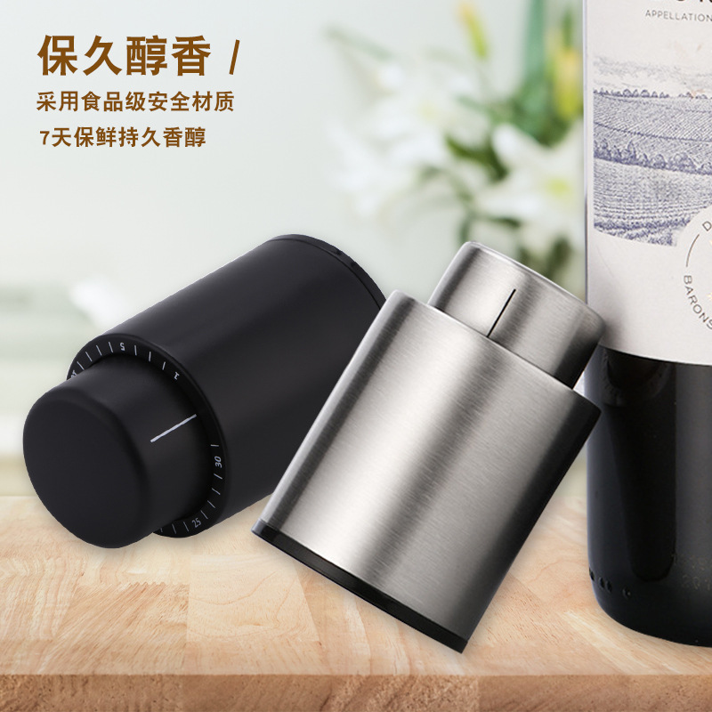 Tapón de vino con sellador al vacío para botellas, con escala, mantiene fresco