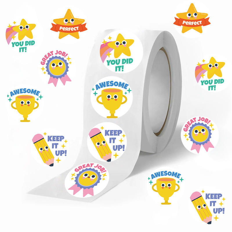 500 Sheets/Roll Cross-Border Hot-Selling Tape Cartoon Star Reward Handbook Material Envelope DIY Sealing Sticker