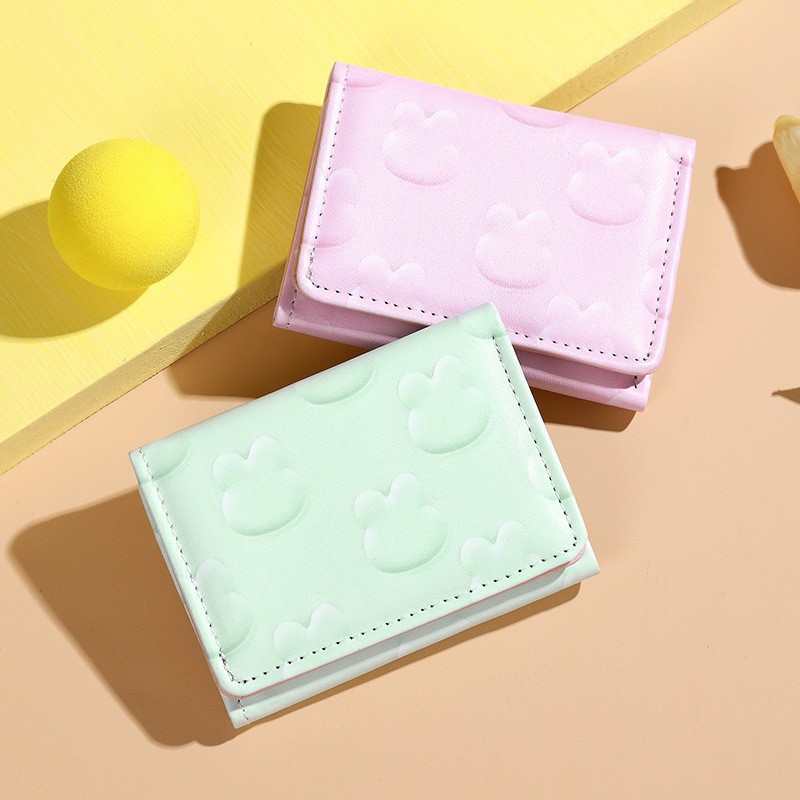 2024 nuevo diseño coreano de conejo fresco y lindo nicho de diseño de tres plegados corto multifuncional billetera estudiantil