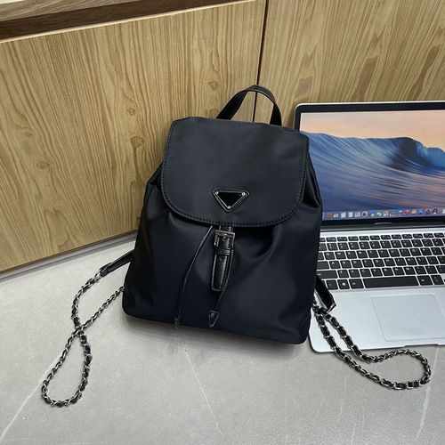 Jiagoqiao Double Shoulder Bag for Women, Casual Large Capacity Oxford Cloth Bag, Simple Chain Student School Bag, Trendy Large Bag
