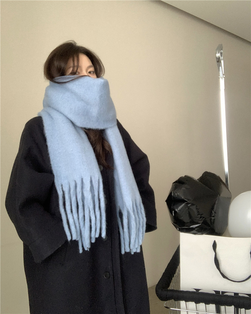 Mohair de couleur unie pour filles 2023 automne et hiver nouvelle version coréenne polyvalente étudiant i mitation cachemire châle chaud_voghion.com