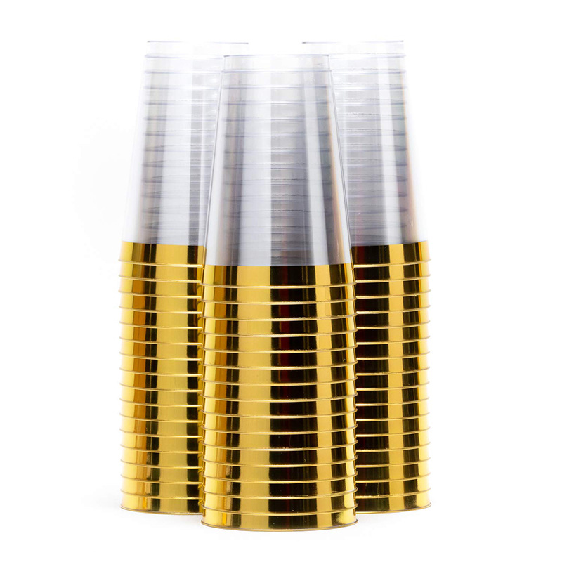 16oz taza desechable de oro taza de jugo de plástico taza de fiesta de oro vajilla taza de ventas directas de la fábrica