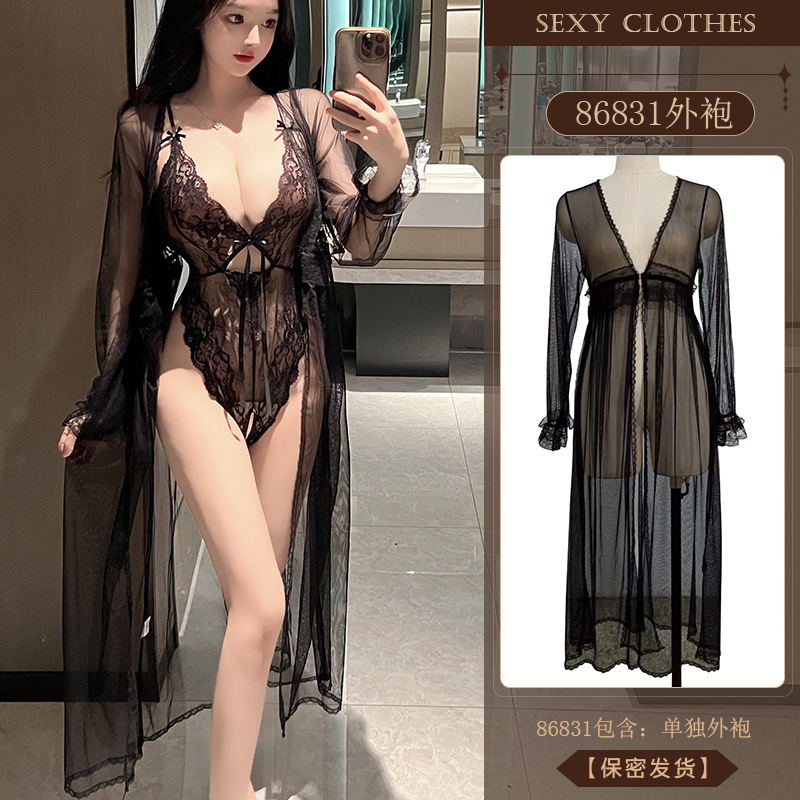 86831 블랙 싱글 가운