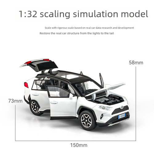 Jia Ye 1:32 RAV4 Alloy Off-Road Car Six-Door Simulation Car Model with Sound and Light Rebound Children's Toy