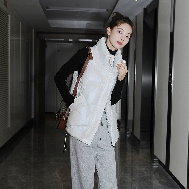 Яркий треугольный пуховый хлопковый жилет, женский осенне-зимний короткий корейский Свободный жилет, жилет, куртка, внешняя торговля, оптовая продажа