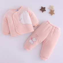 婴儿分体装棉衣冬季中厚保暖套0-3-6个月女宝宝棉服新生夹棉衣服