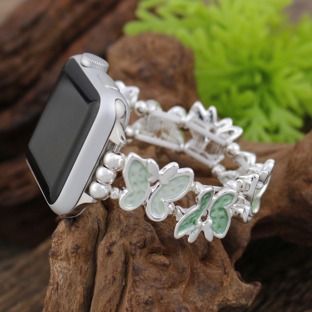 Butterfly Metal New Elastic One-Piece Suitable for Wrist Circumference 125mm Apple Watch Strap Iwatchs9876 Women Summer