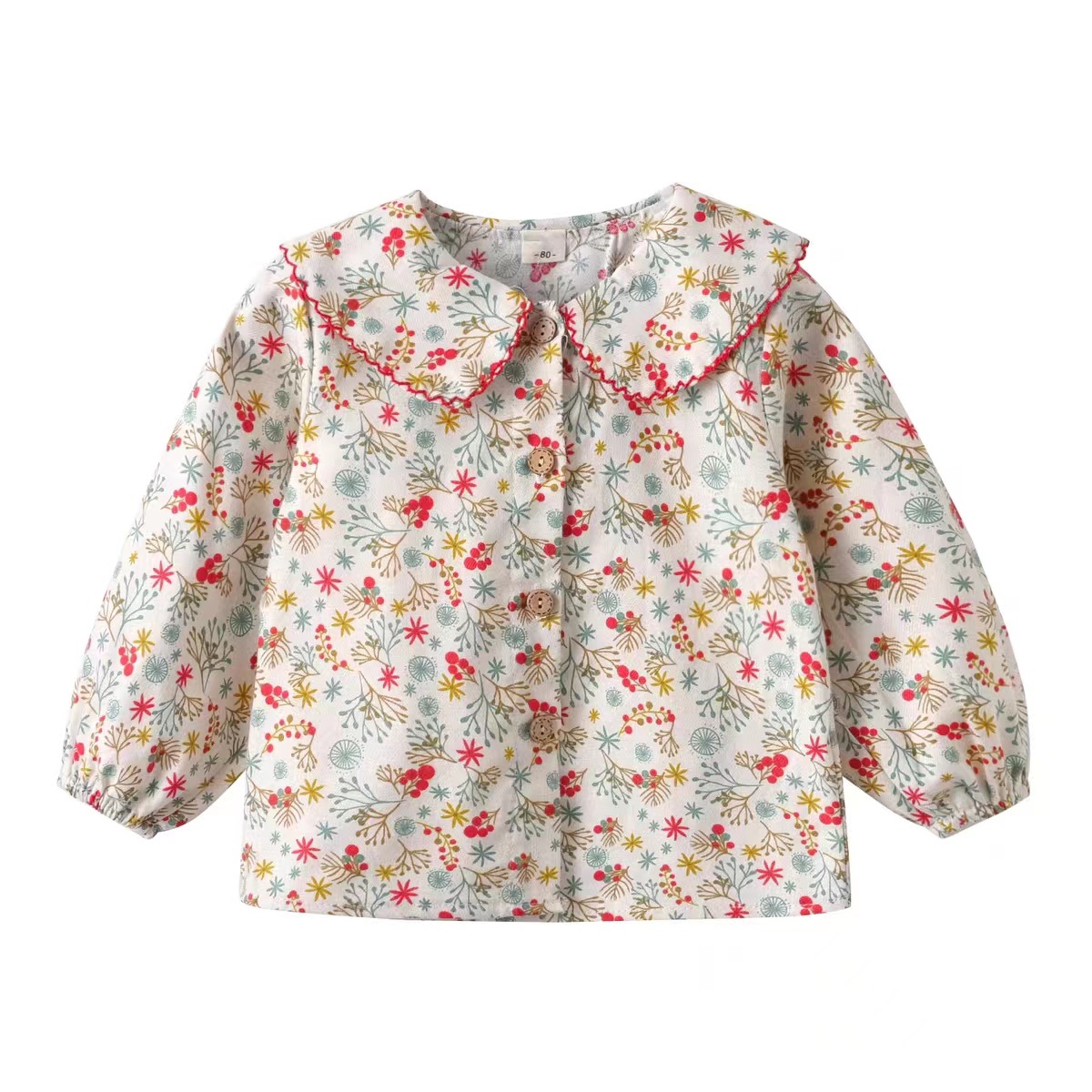 Niñas camisa 2024 primavera y otoño nuevo floral Top muñeca de moda coreana estilo occidental bebé niña princesa estilo vestir prendas exteriores