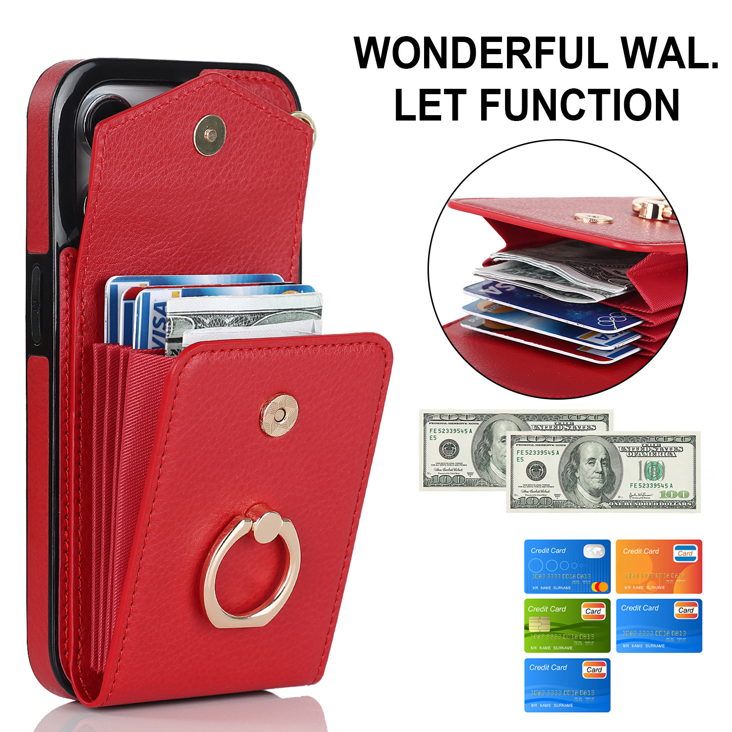 Leder Handyhülle Mit Ringhalter Und Kartenfach Für Das Iphone_voghion.com