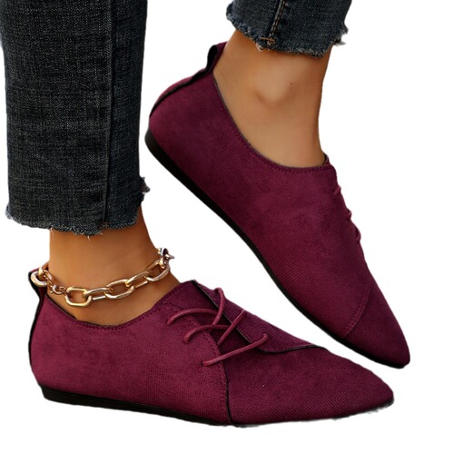 Women's Spring Loose-Fit Slip-On Shoes with Fur-Like Surface, Lined with Elastic Band, Pointed Toe, Casual and Comfortable, EU/US Large Size