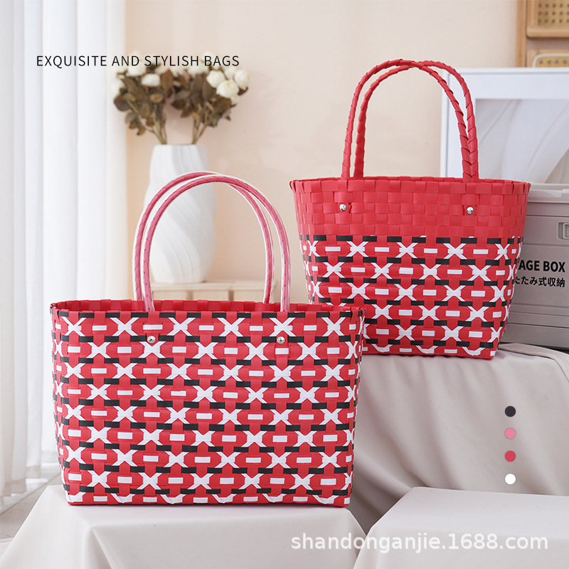 New Year's Red Hand-Woven Basket, Creative and Fashionable Wedding Souvenir, Large-Capacity Chinese Style Vegetable Basket Series New Year's Red Hand-Woven Basket, Creative and Fashionable Wedding Souvenir, Large-Capacity Chinese Style Vegetable Basket Series