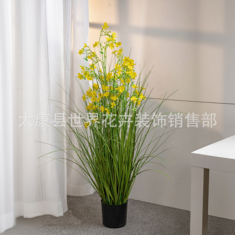 仿真绿植造景瑞香花盆栽装饰花油菜花拍摄影假花仿真花高级感逼真|undefined