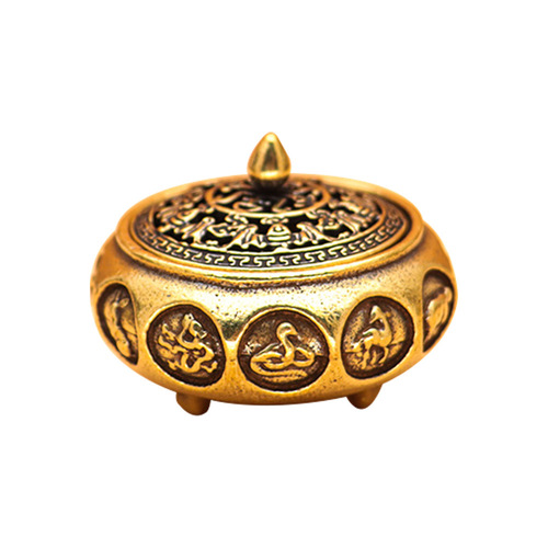Twelve zodiac incense burner gifts traditional Chinese ornaments pure copper retro distressed home gifts street stall wholesale