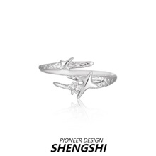 韩版星星戒指小众高级感不规则纹理时髦个性冷淡风食指戒开口指环