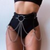 Europe and America double-deck cortex belt Bound with sexy tassels Waist chain Metal Body sexy Europe and America style