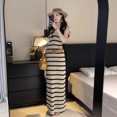 ニッチで美しいスカート、シックで美しいお姉さんサスペンダーニットドレス、夏に超美しい海辺の休暇スカート