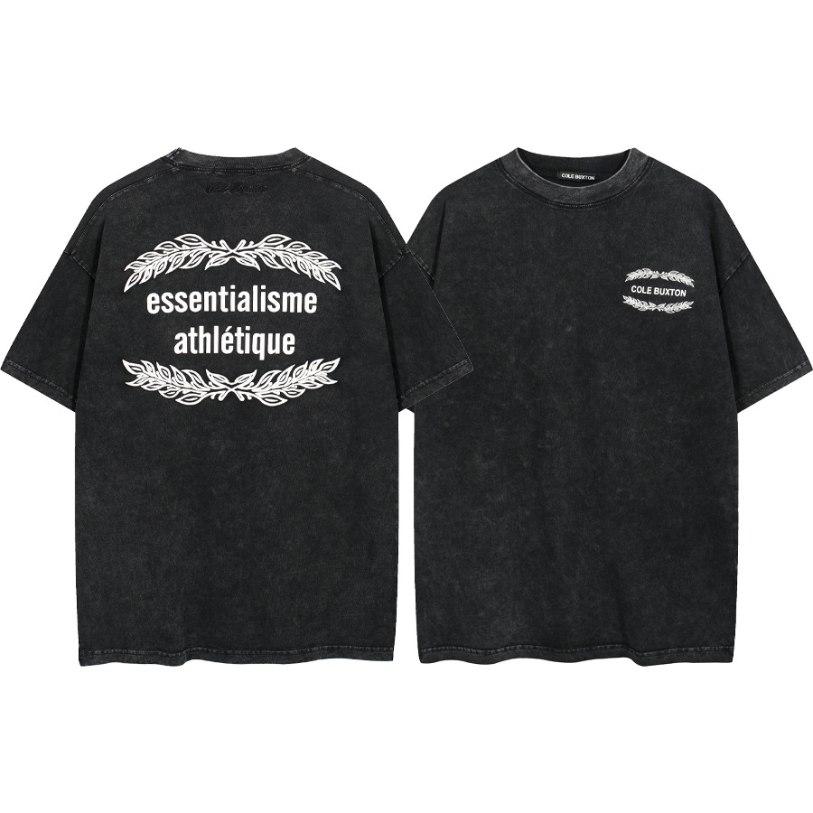 Versión alta Cole Buxton London Limited Silver Pink Letter Lema Impreso Hombre suelto Casual Camiseta de manga corta