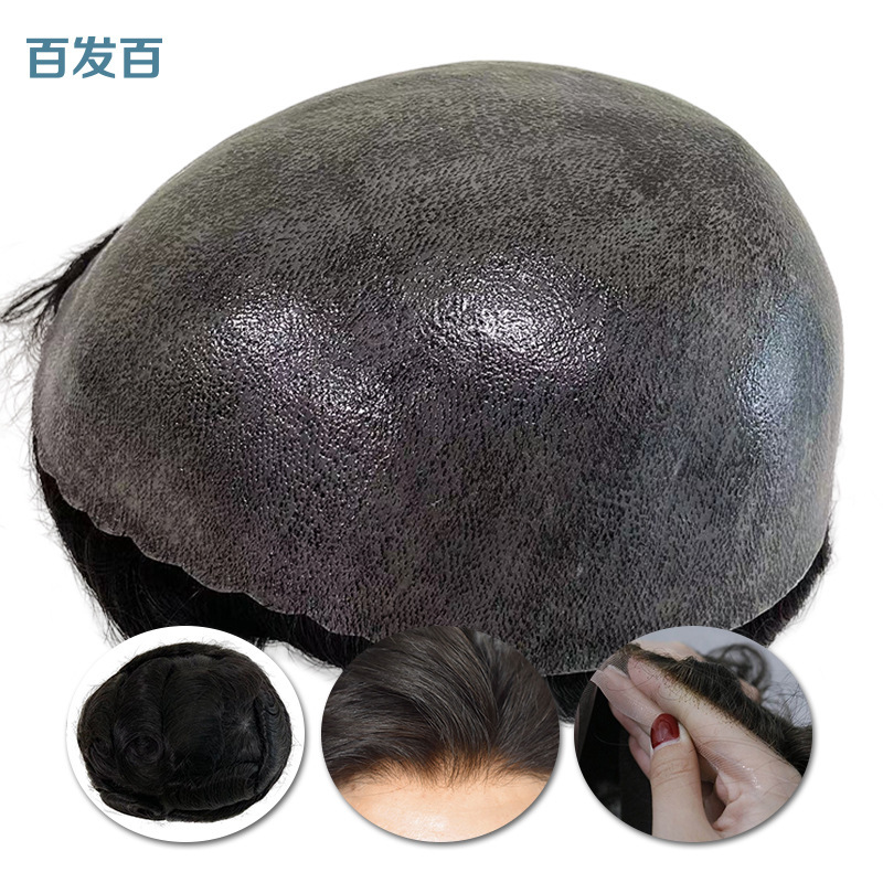 European and American Cross-Border Wigs for Men, Real Hair Hairpieces, Hand-Tied Full Pu Needle-Punched African Brazilian Real Hair Wigs, Hair Extensions