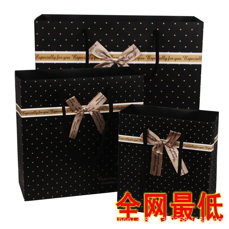 全新高档韩版黑色斑点节日礼物包装袋礼品袋纸袋手提袋