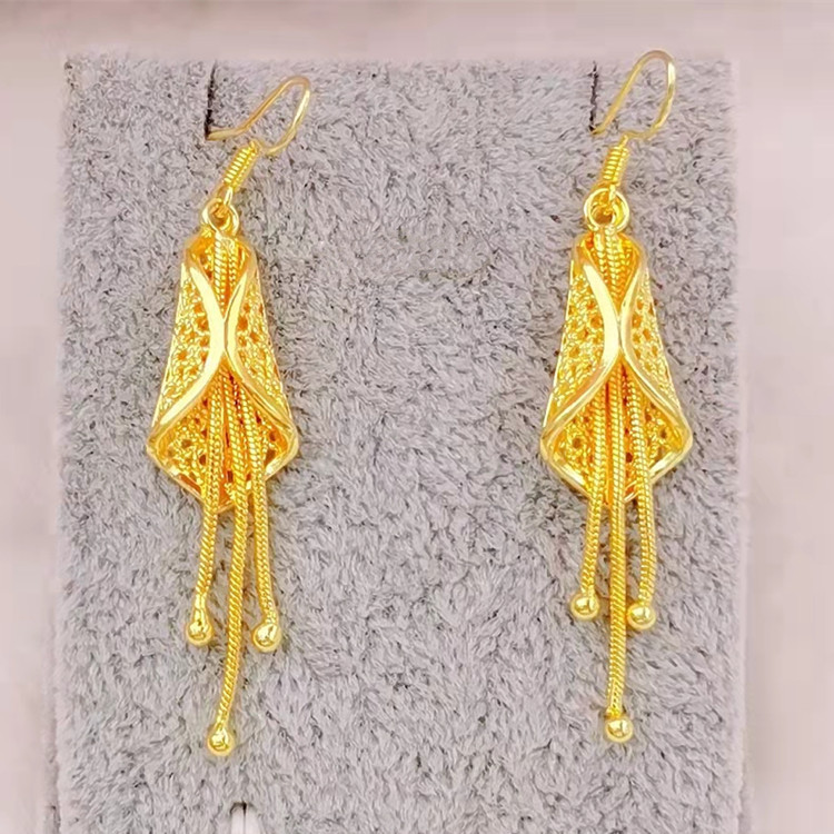 黄铜镀金蝴蝶流苏耳坠电镀仿金首饰品实体电商货源女士弹簧扣耳饰|ms