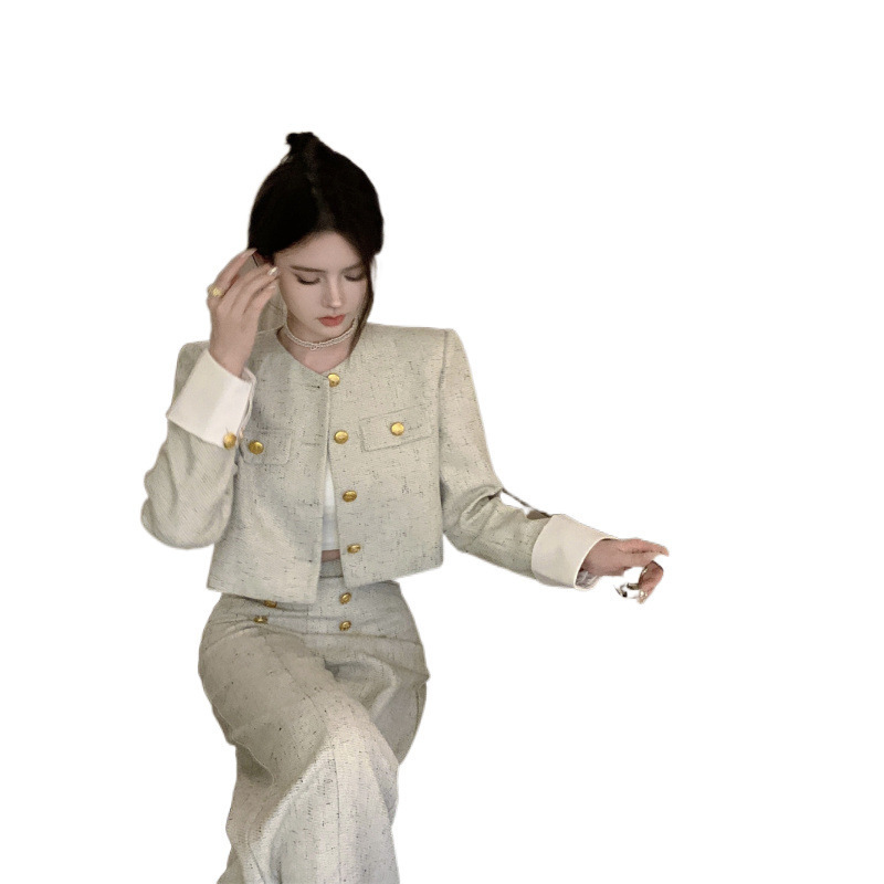 高级感小个子法式小香风套装女春秋装轻奢高级外套长裤两件套|undefined
